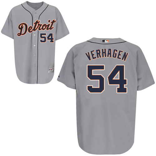 Drew VerHagen #54 mlb Jersey-Detroit Tigers Women's Authentic Road Gray Cool Base Baseball Jersey